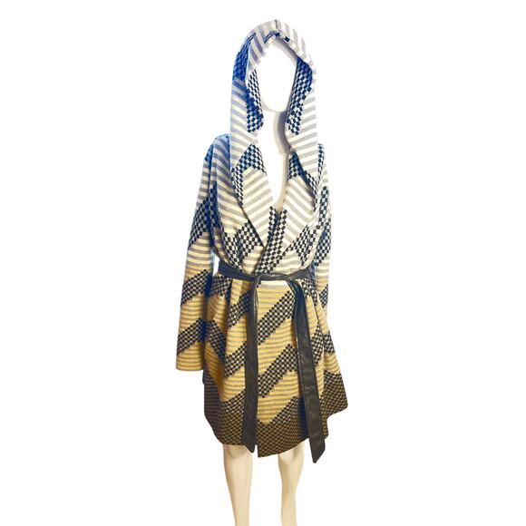 Field Flower Hooded Wrap Coat Women’s S Knit Belted Long Sleeve - Picture 1 of 6